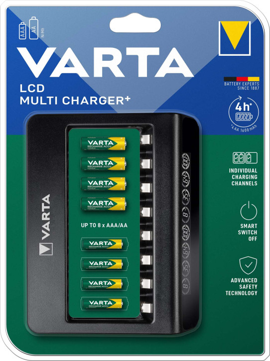 Varta Ladegerät Multi Charger+ mit LCD Anzeige für AAA & AA Akkus