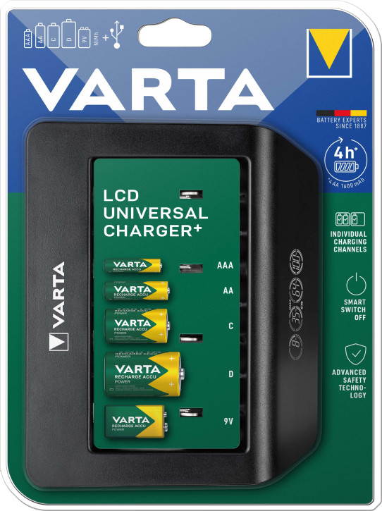 Varta LCD Universal Charger+ Ladegeräte 57688 für Ni-MH Akkus