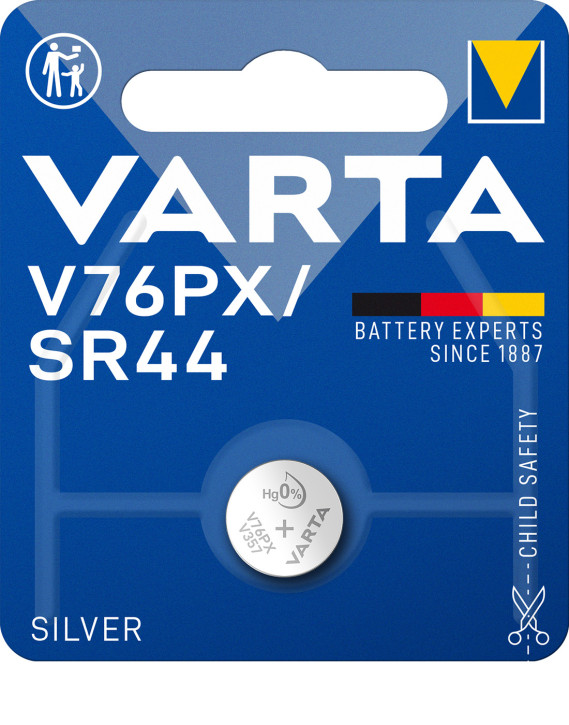 Varta V76PX / SR44 Silberoxid Batterie 1,55V