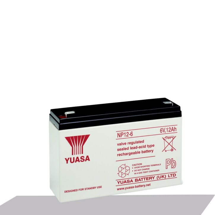 Yuasa NP12-6 Bleiakku 6V 12Ah m. 6,3mm Faston