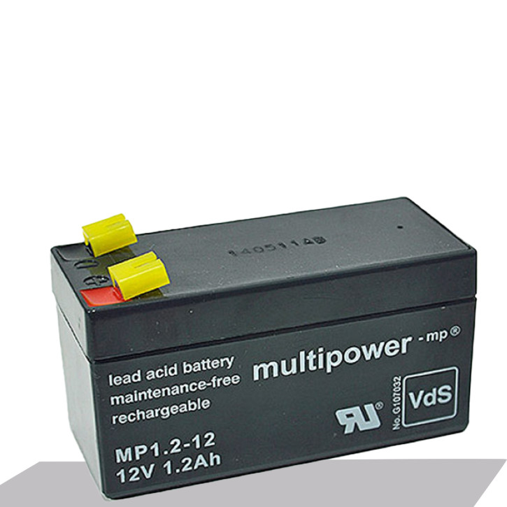 Multipower Bleiakku MP1,2-12 - 12V Faston 4,8 mm mit VDS Zulassung