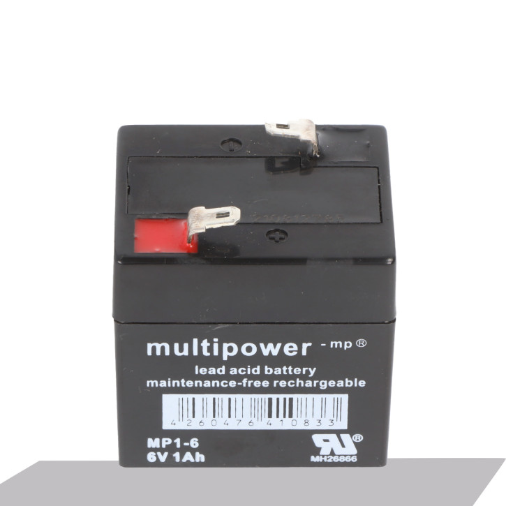 Multipower MP1-6 Akku PB Blei, 6 Volt 1000mAh, Anschluss 4,8m